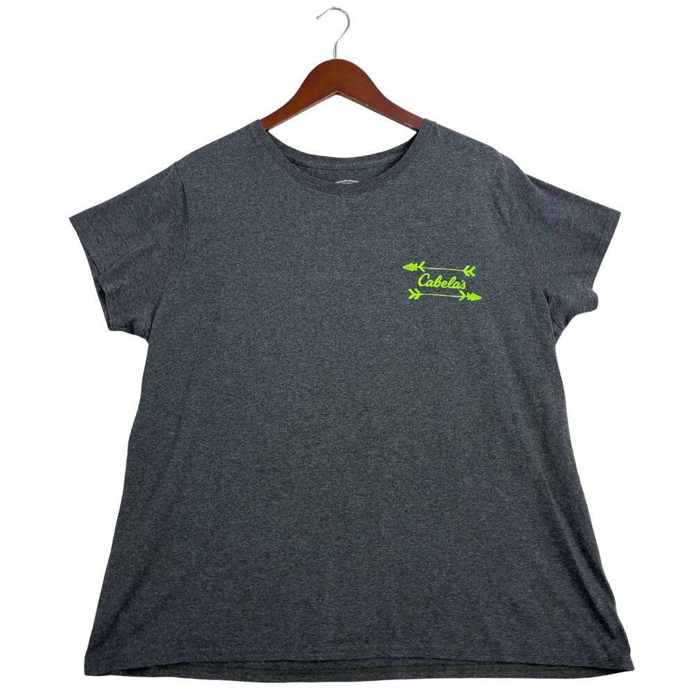 Cabela's Women's 2XL Camping Hair Don't Care Gray Graphic T-Shirt Outdoor